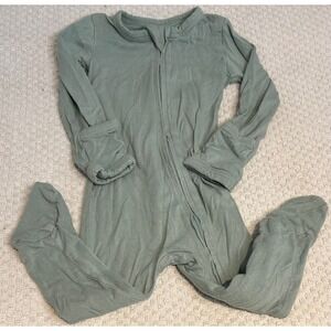 Kate Quinn Sage Green Bamboo Viscose Footie Sleeper Zip 3-6m Pajamas